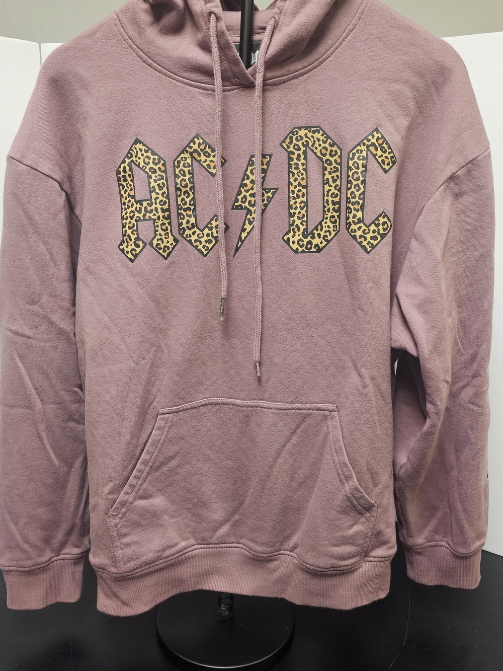 AC/DC Mauve Pullover Hoodie with Leopard Logo - Men